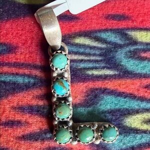 SOLD‼️❤️Turquoise Sterling Silver Pendant Letter L
